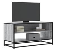 Sufrk Sonoma Meuble TV Gris 91 x 40 x 46 cm Bois Multicouche et Métal-Meuble TV Meuble Meuble TV Meuble TV Meuble industriel Table basse Vintage Console pour salon