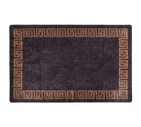 Sufrk Tapis Lavable antidérapant 80x150 cm Noir et doré,Grand Tapis Salle De Bain,Tapis De Bain Epais