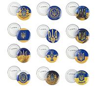 SUFUBAI Lot de 12 pin's Ukraine pour 1 lot d'épingles de drapeau ukrainien - 5,8 cm - Rond - Logo en plastique durable - Pour décoration de vêtements