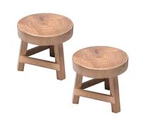 SUFUBAI Lot de 2 tabourets ronds en bois pour pot de fleurs - Pour jardinage, bonsaï