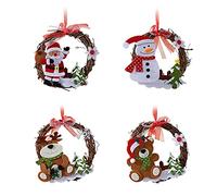 SUFUBAI Lot de 4 couronnes de Noël à suspendre au mur ou à la porte pour décoration de sapin de Noël
