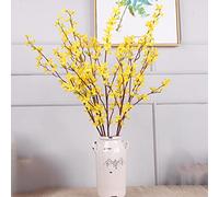 SUFUBAI Lot de 6 branches de forsythia artificielles, jasmin jaune artificiel, en soie jaune, fausses fleurs d'hiver, longues tiges artificielles pour arrangement floral