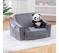 SUFUS Canapé pliable 2 en 1 pour bébé et tout-petit, canapé convertible en chaise longue pour garçons et filles avec poches latérales, gris foncé