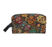 Sugar and Skulls Style Imprimé 600D Oxford Pochette de Rangement Portable Grand Sac de Voyage pour Articles de Toilette et Articles du Quotidien
