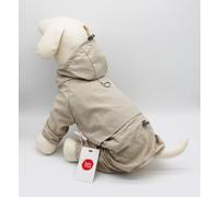 Sugar Coat Manteau de pluie imperméable et coupe-vent à capuche pour chiens de petite, moyenne et grande taille, couverture intégrale réfléchissante et réglable - Atlas (beige, taille L)