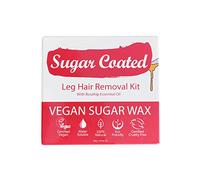 Sugar Coated, Kit de cire d'épilation pour l'épilation des jambes, végétalien et sans cruauté envers les animaux, contient de l'huile de rose musquée, facile à utiliser, soluble dans l'eau, 200 g