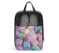 Sugar Cubes Sac à chaussures couleur arc-en-ciel pastel irisé pour voyage usage quotidien Sac de rangement anti-poussière Pochette de rangement pour chaussures de golf