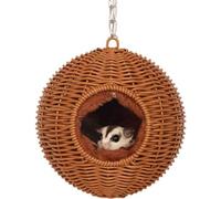 Sugar Glider Nid sphérique tissé pour toutes les saisons pour petit animal lit hamac lit confortable écureuil Sugar Glider gerbille rat hamster oiseau perroquet (marron)
