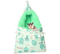 Sugar Gliders Sac de couchage pour petit animal de compagnie Imitation lapin Velours à suspendre Chaud Confortable Lit pour petits animaux, écureuils, marmoettis, rats, hamster (vert)