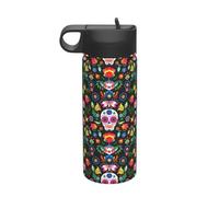 Sugar Horror Bouilloire isotherme en acier inoxydable avec tête de mort et fleurs 532 ml