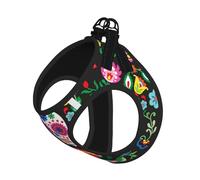 Sugar Horror Harnais d'été pour chien Motif tête de mort et fleurs Doux Léger Respirant Réfléchissant pour une promenade facile