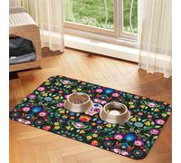 Sugar Horror Nappe en cuir absorbant Motif tête de mort et fleurs Pour chiens et chats 60 x 40 cm Épaisseur 4 mm