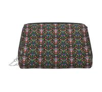Sugar Horror Trousse de maquillage élégante avec imprimé tête de mort et fleurs pour femme, Argenté., Taille unique, Classique