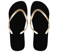 SUGAR ISLAND® Dames Filles Hommes été Plage Flip Flop Tongs Piscine chaussures-BLACK-GOLDGLITT-5/6