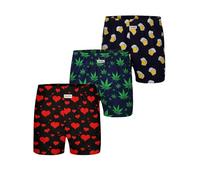 Sugar Pine Boxers avec imprimés amusants en 100 % coton, Lot de 3 boxers en forme de cœur, bière, chanvre, XXL