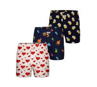 Sugar Pine Boxers avec imprimés amusants en 100 % coton, Lot de 3 boxers en forme de cœur, bière, monstre, L