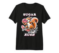 Sugar Rush - Skateboard Motif Ecureuil Humoristique Donut T-Shirt Haut de Gamme