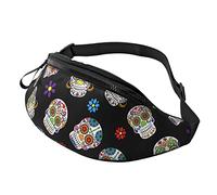 Sugar Skull Casual Fanny Pack Hommes Femmes Taille Sac avec Sangle Réglable Trou D'écouteur pour Les Sports De Plein Air Courir Voyager Randonnée Camping Cyclisme