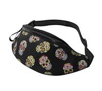 Sugar Skull Casual Fanny Pack Hommes Femmes Taille Sac avec Sangle Réglable Trou D'écouteur pour Les Sports De Plein Air Courir Voyager Randonnée Camping Cyclisme