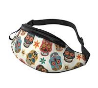 Sugar Skull Casual Fanny Pack Hommes Femmes Taille Sac avec Sangle Réglable Trou D'écouteur pour Les Sports De Plein Air Courir Voyager Randonnée Camping Cyclisme