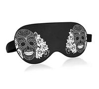 Sugar Skull Day Of The Dead Black White On Black Eye Masks Cover Blocks Light Sleep Mask Shade Cover Blindfold Relaxing Eyeshade Cover avec serre-tête réglable pour hommes femmes enfants