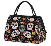 Sugar Skull Day of The Dead Sac de sport de voyage pour homme et femme Grande capacité Sac de voyage étanche pour la gym, les voyages, les activités de plein air