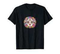 Sugar Skull Dog Mom Floral Dia De Muertos Boho Gift T-Shirt