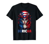 Sugar Skull Drapeau du Mois du Patrimoine hispanique de Porto Rico Boricua T-Shirt