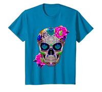 Sugar Skull Fleurs Jour des Morts Dia de Los Muertos Cadeau T-Shirt