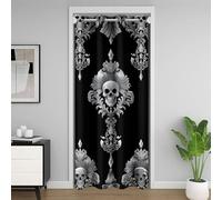 Sugar Skull Rideau de Porte,Bohème Noir Brocart Skull Rideaux de Séparation de Chambre,Vintage Floral Rideau Occultant pour L'Intimité de la Porte,Étoiles Scintillantes Galaxie Rideau Porte 150x203