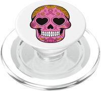 Sugar Skull Ruban de Sensibilisation au Cancer du Sein Rose Calavera PopSockets PopGrip pour MagSafe