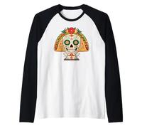 Sugar Skull Taco Day of The Dead Funny Taco Lover Manche Raglan