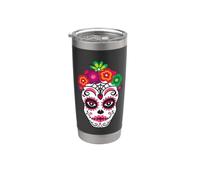 Sugar Skulls Crâne squelette traditionnel Jour des morts Gobelet isotherme en acier inoxydable double paroi