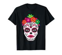 Sugar Skulls Crâne Squelette Traditionnel Jour des Morts T-Shirt