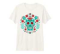 Sugar Skulls Jour des Morts Cuisine Traditionnelle Latine Mexique T-Shirt Haut de Gamme