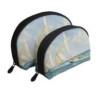 Sugar Skulls Trousse de maquillage portable avec fermeture éclair et compartiments intérieurs, Paysage de bateau de bateau, Taille unique