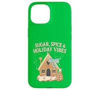Sugar Spice Holiday Vibs Gingerbread Christmas Party Santa Coque pour iPhone 15