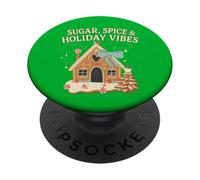 Sugar Spice Holiday Vibs Gingerbread Christmas Party Santa PopSockets PopGrip Adhésif