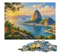 Sugarloaf Mountain, Rio Puzzle Bois, Puzzle Illustré, 1000 pièces | À la maison : Puzzle pour passionné - présent du Nouvel An avec loisir manuel en intérieur.