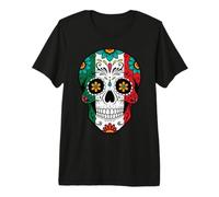 Sugarskull Dia De Los Muertos Jour des Morts Mexique Floral T-Shirt Haut de Gamme