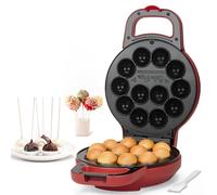 SugarWhisk Machine à Cake Pops Flip - Faites 12 cake pops d'un diamètre de 1,4 cm, avec revêtement en céramique, recette et pinceau compris dans la livraison, rouge