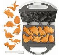 SugarWhisk Mini Gaufrier, Mini Dino Waffle Maker, Gauffrier Multifonctions avec des motifs de dinosaures, Appareil a Gauffre Mignonne, Machine a Gauffre, Créez 8 Gaufrier Dinosaures, Blanc