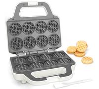 SugarWhisk Mini Waffle Maker, fer à gaufres pour enfants, fait des petites gaufres de 8 x 5cm, petit gaufrier, compact et facile à utiliser, surface antiadhésive, recette incluse, blanc