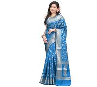 Sugathari Sari Banarasi en soie Kanjivaram pure pour femme Design 2023 Design Wear Pattu Sari Dernières collections de sari de fête avec chemisier pour mariage Sari (SAN PARI-182 Vert foncé), Firozi,