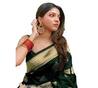 Sugathari Sari Banarasi pour femme en soie Kanjivaram pure douce 2023 Design Wear Pattu Sari en coton avec chemisier pour mariage Sari (PARI 122 Marron), Vert, taille unique