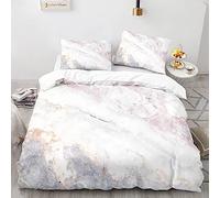 SugdeN 200X200Cm Parure De Lit 2 Personnes Microfibre Marbre Housse De Couette 200X200 Doux Et Confortable Linge De Lit 200X200 avec 2 Taies d'oreiller 65X65Cm