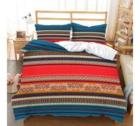 SugdeN Housse De Couette 1 Place Doux Et Confortable 200X200Cm Parure Lit 200X200 avec 2 Taies d'oreiller 65X65Cm Bohême Housse De Couette Microfibre