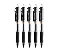 sugerou 5Pcs Retractable Gel Pens 0.5mm Fine Point Quick Dry Ink Pens | Premium plastic shell with smooth ink for school and office, fits for daily writing tasks Black 5pcs