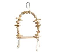 sugerou Balançoire à suspendre pour perroquet, perchoir en bois, accessoires pour cage à oiseaux, perles naturelles, plate-forme à mâcher, équipement d'exercice pour perruche, calopsitte, perruche