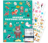 SUGERU® 100+ Tatouage Enfant(12Feuilles),Doux pour la peau Tatouage ephemere enfant fille garçon Cadeau,Pinata anniversaire,Tatouage ephemere//Ingrédients naturels-encre d'extrait de soja (MixⅠ)